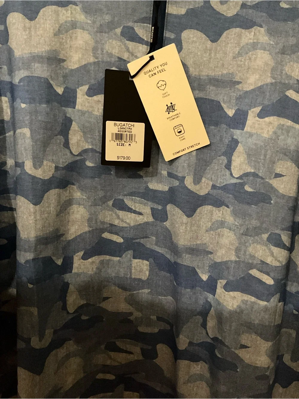 Bugatchi Men's Blue Camo Quarter-Zip
